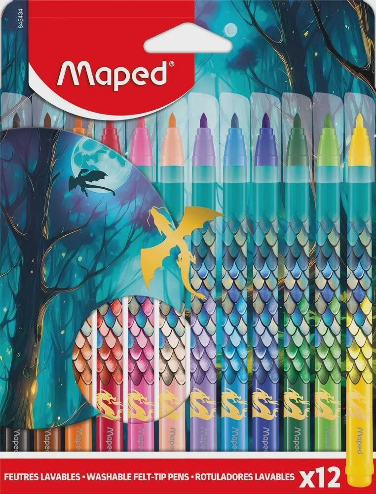 Felt Tip Markers-12pcs (Dragon)