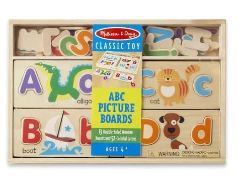 ABC Picture Boards - 13 Double-Sided Wooden Boards and 52 Colourful Letters ABC Picture Boards - 13 Double-Sided Wooden Boards and 52 Colourful Letters