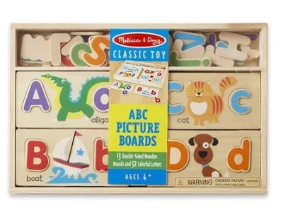 ABC Picture Boards - 13 Double-Sided Wooden Boards and 52 Colourful Letters ABC Picture Boards - 13 Double-Sided Wooden Boards and 52 Colourful Letters