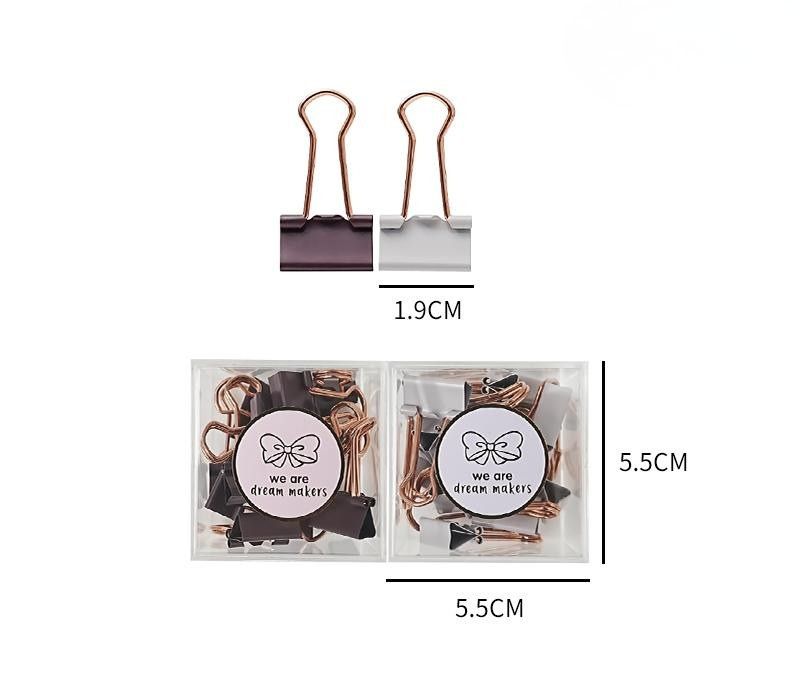 Binder Clips in Clear Case- 25mm