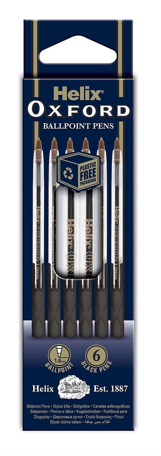 Oxford Ball Point Pens- Black 6pk  (1.0mm)