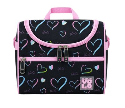 Yolo Lunch Bag- Black with Hearts