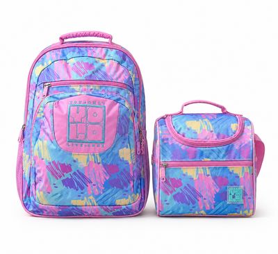 Yolo Backpack and Lunch Bag Combo- Pink Abtract