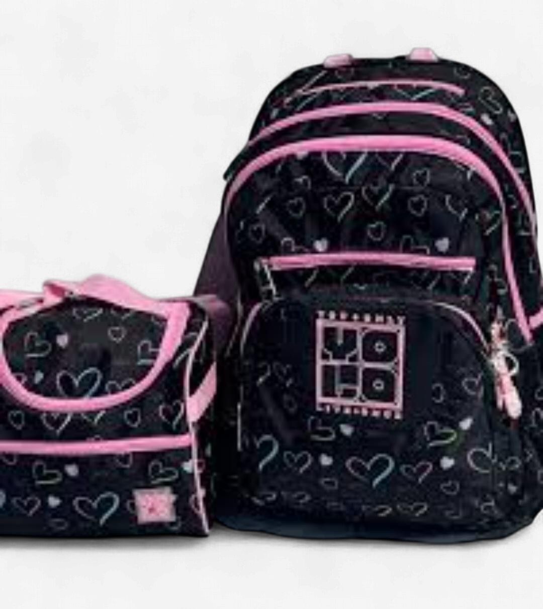 Yolo Backpack and Lunch Bag Combo - Black with Hearts Yolo Backpack and Lunch Bag Combo - Black with Hearts