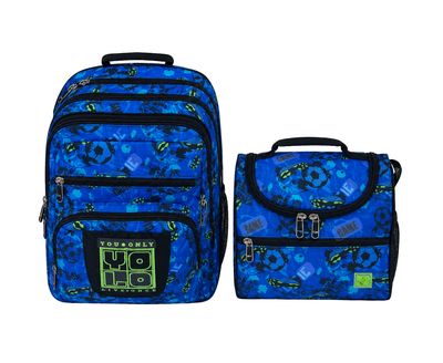 Yolo Backpack and Lunch Bag Combo - Blue (Football)