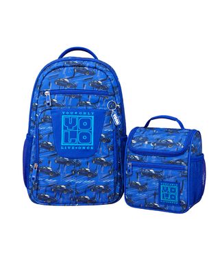 Yolo Backpack and Lunch Bag Combo - Blue Cars