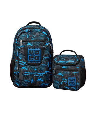 Yolo Backpack and Lunch Bag Combo - Black and Blue