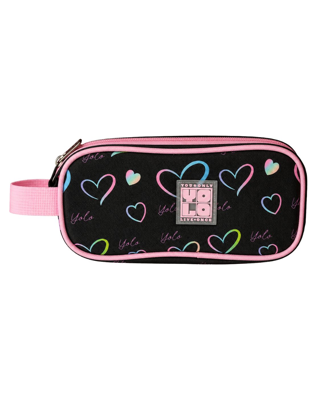 Yolo Pencil Case - Black with Hearts Yolo Pencil Case - Black with Hearts