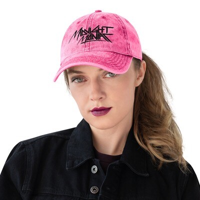 Pink Vintage-style Hat Stitched Logo: Midnight Maniac