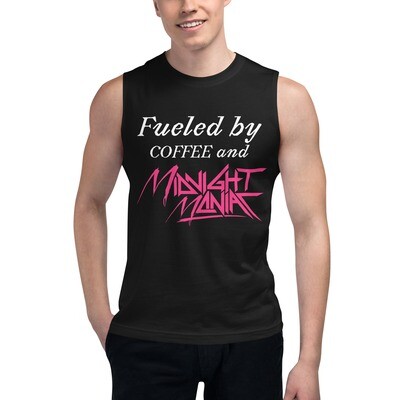 Unisex &quot;Fueled by COFFEE and Midnight Maniac&quot; Black Tank Top