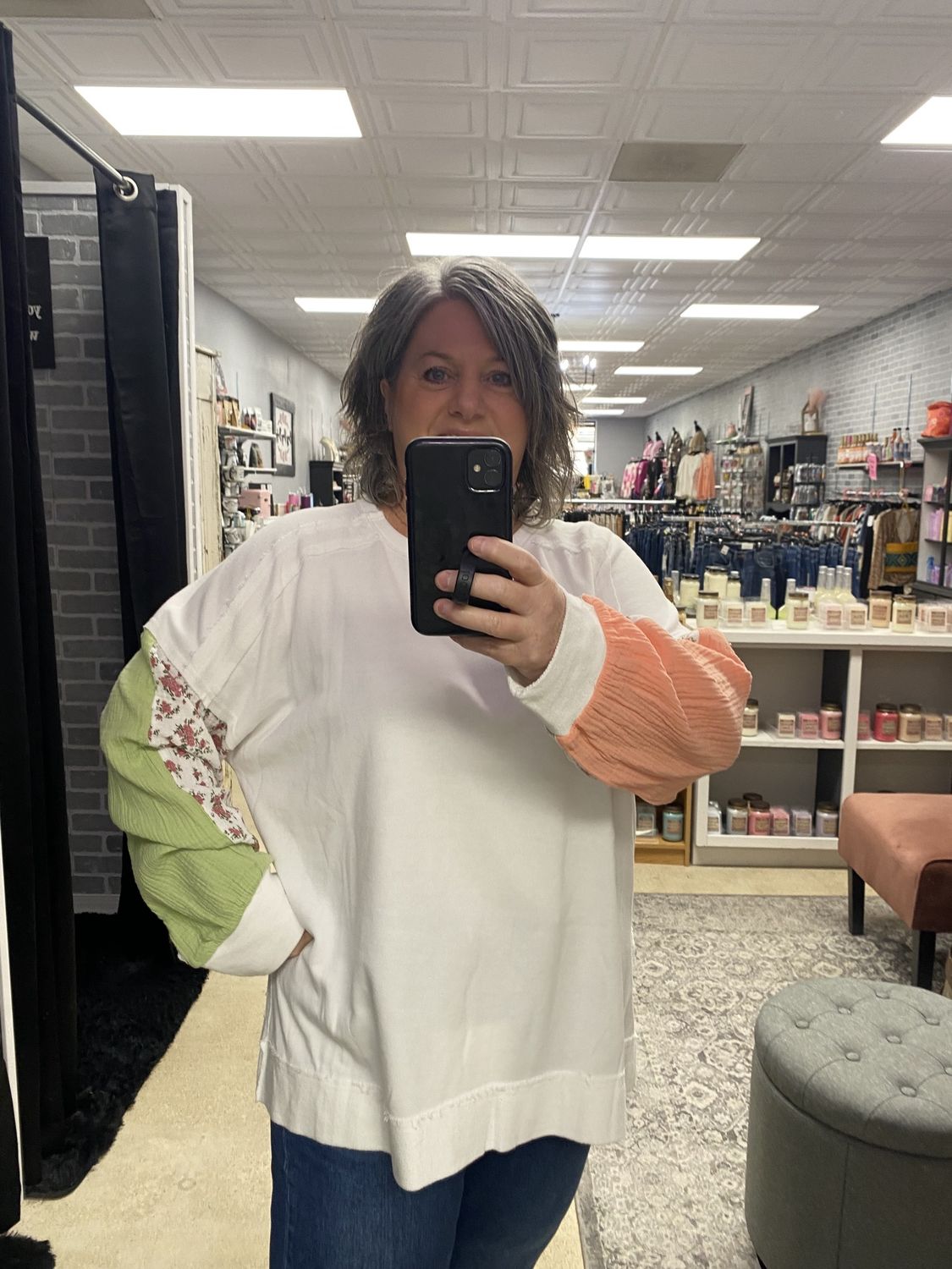 Oversized french terry w contrast sleeve