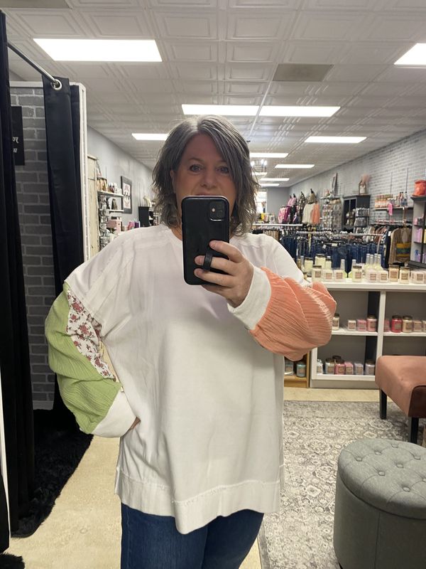 Oversized french terry w contrast sleeve