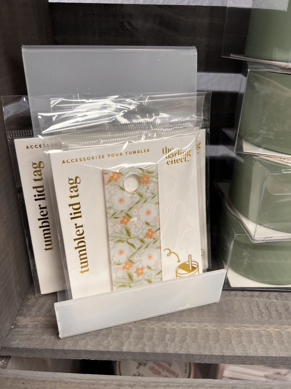 Green Floral Tumbler Lid Tag