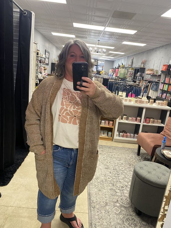 Brown boho flower graphic tee