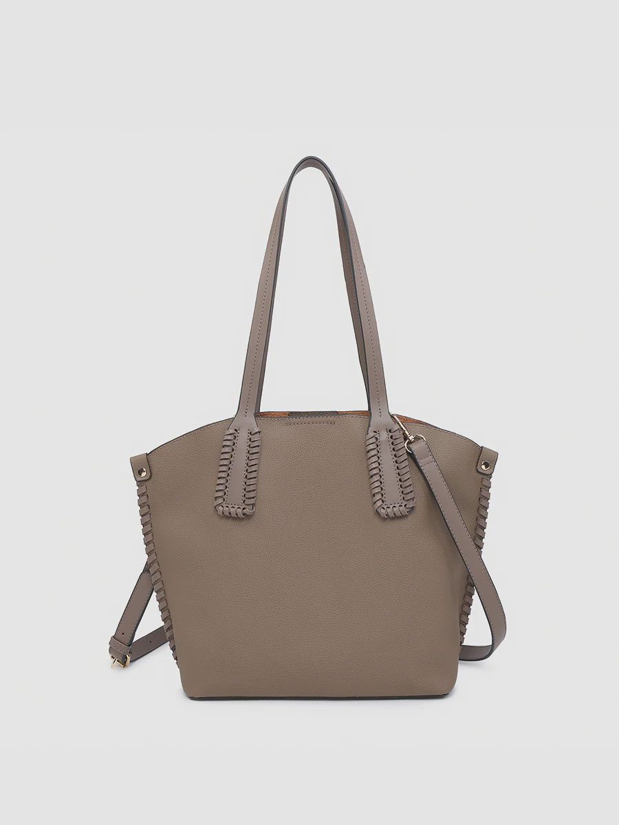 Micah Vegan Whipstitch Tote- Brown