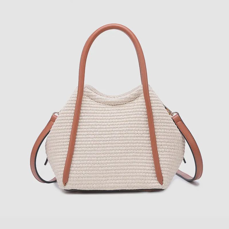 Brynne Straw Satchel w/ Vegan Leather Straps