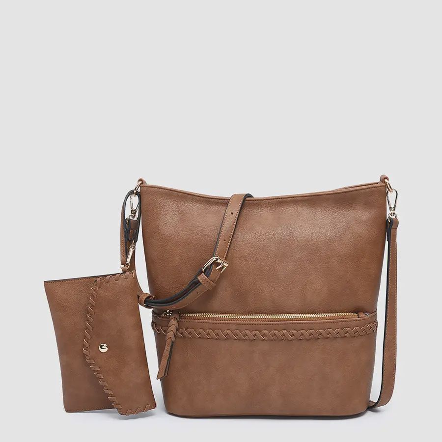 Cynthia Distressed Whipstitch Hobo w/ Wristlet