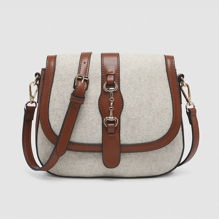 Vanna Woven Contrast Crossbody, Brown