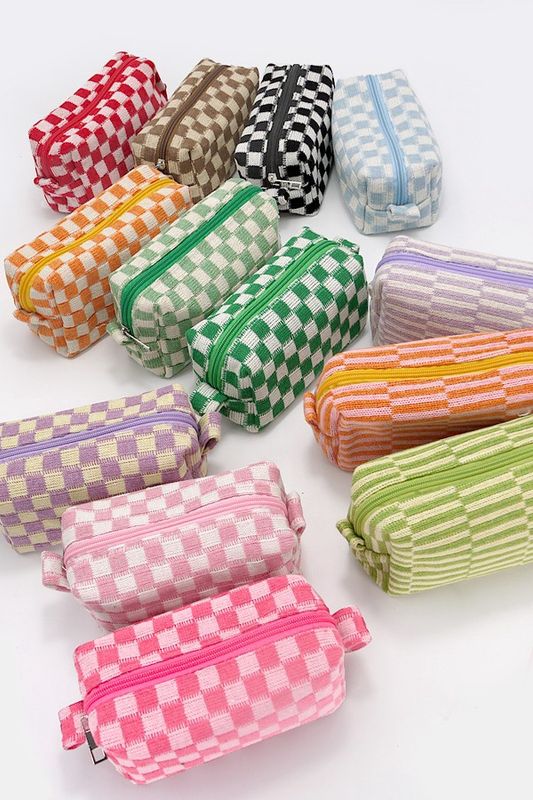 Checker Cosmetic Makeup Pouch Ba