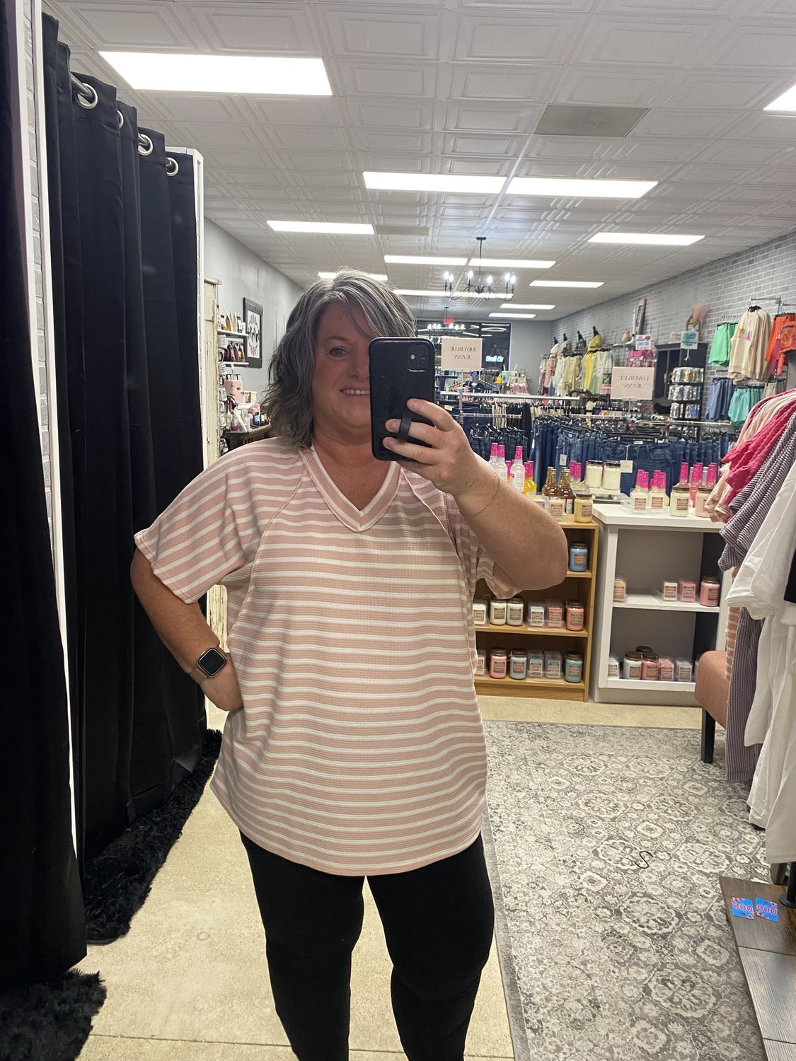 Dusty rose/Cream striped top