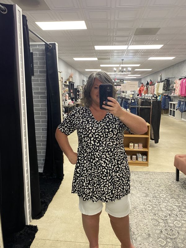 Black/White leopard babydoll