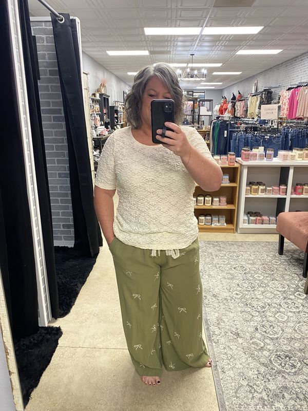 Olive bow pants