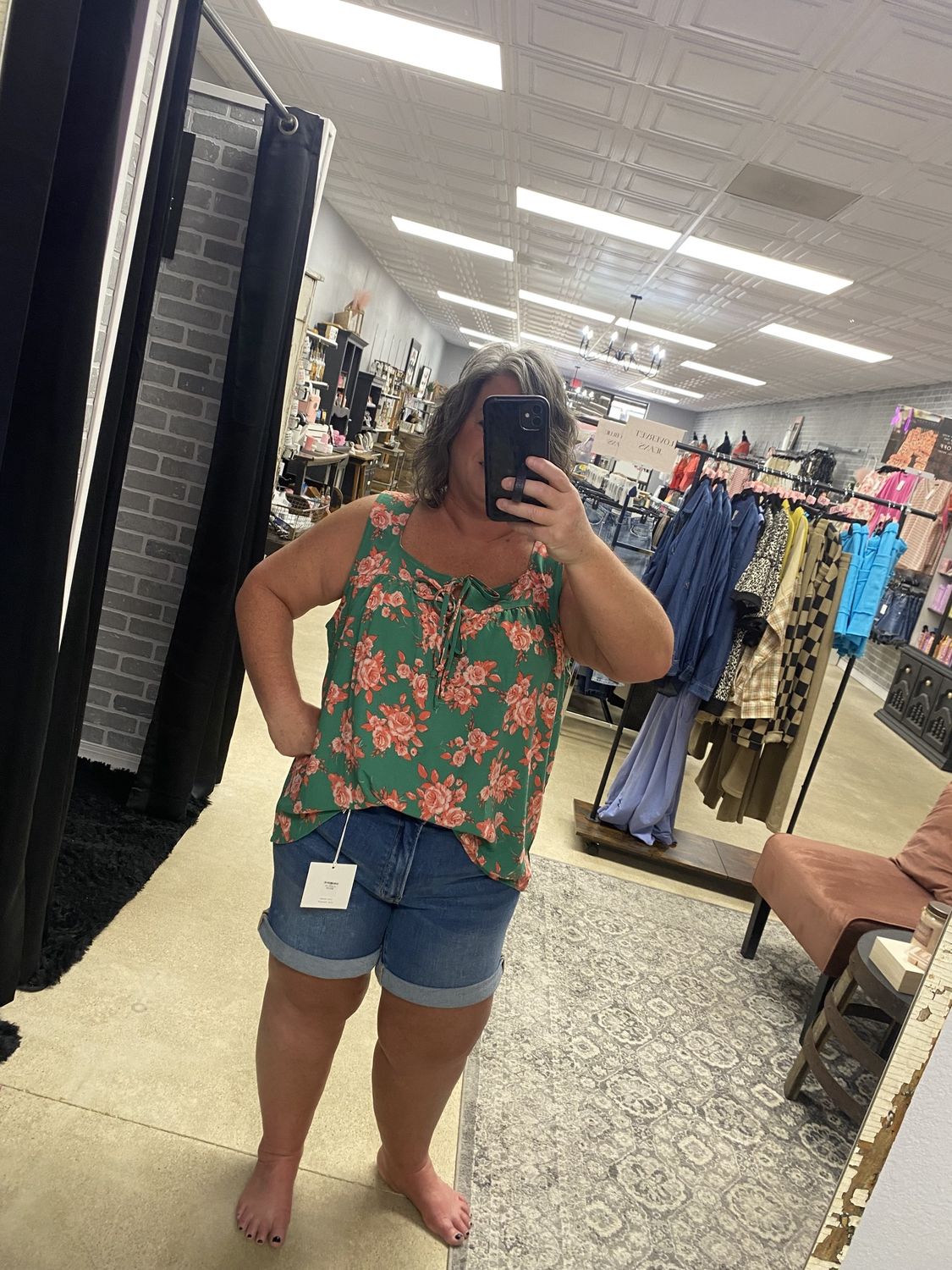 Floral Woven Blouse W/ Front Bow  Detail