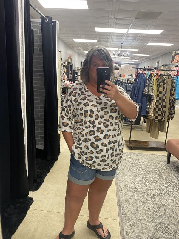 Cream leopard top