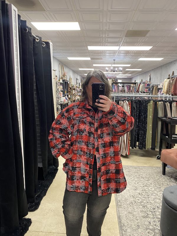 Bleached plaid shacket
