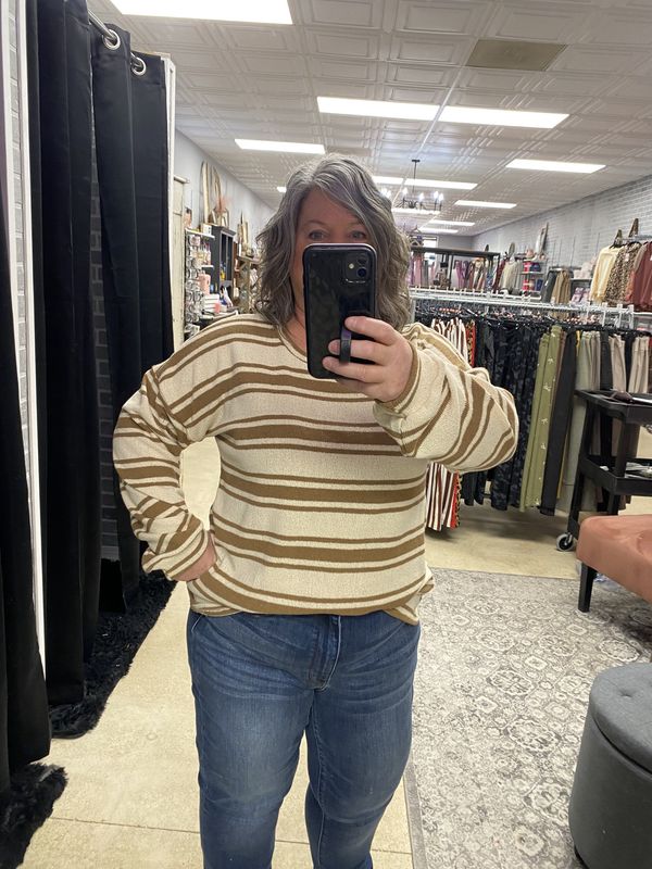 Ivory/Caramel striped top