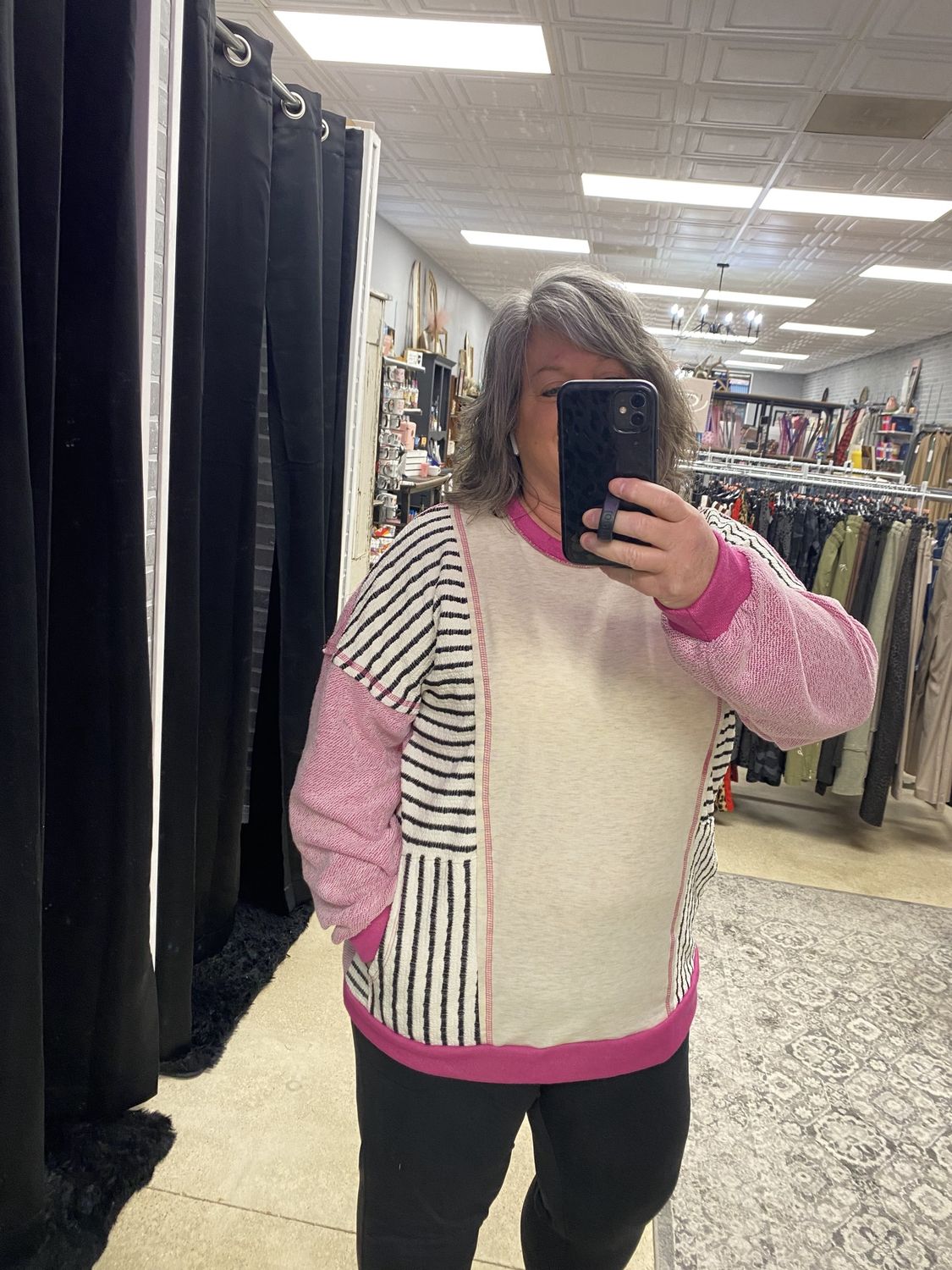 Roseberry stripe/block top