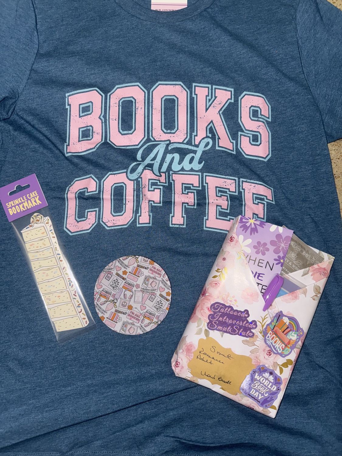 Books and coffee tee