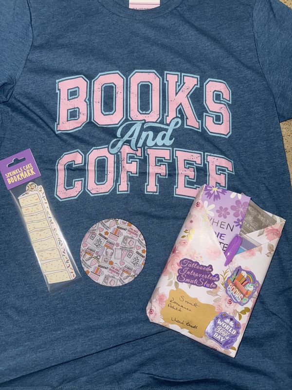 Books and coffee tee