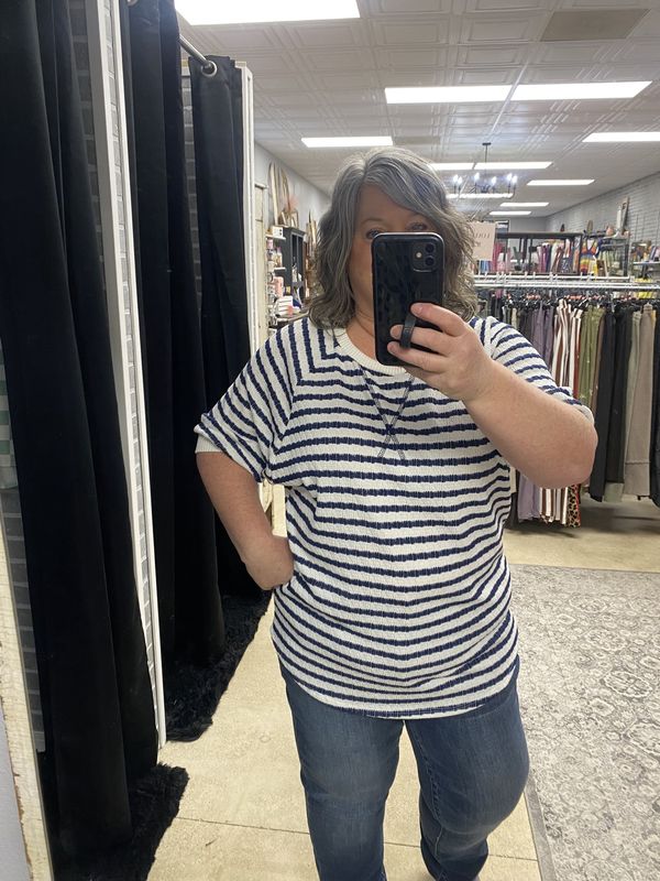 Navy striped top