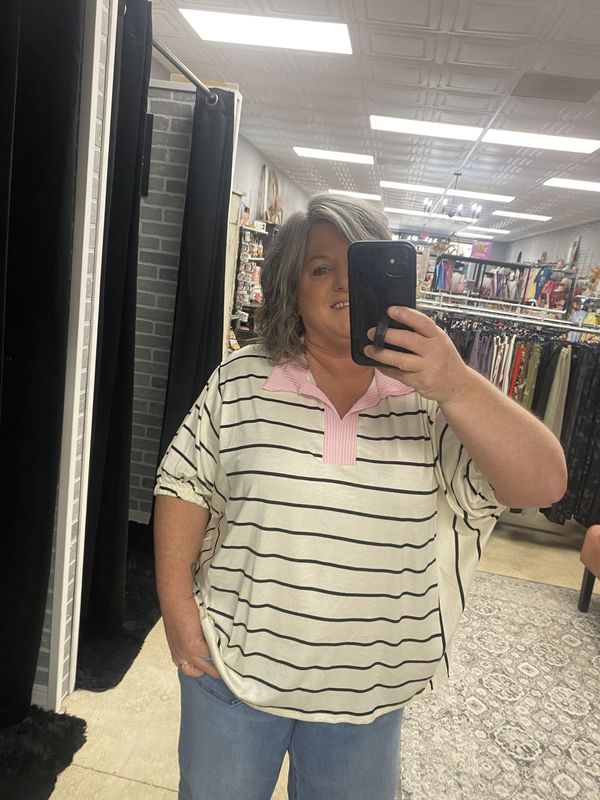 collared notch neck top