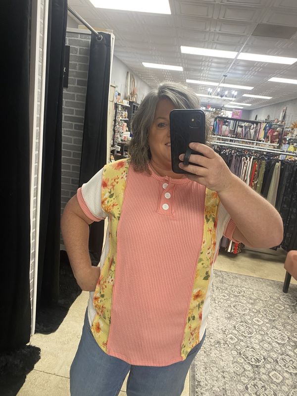 Patchwork henley top