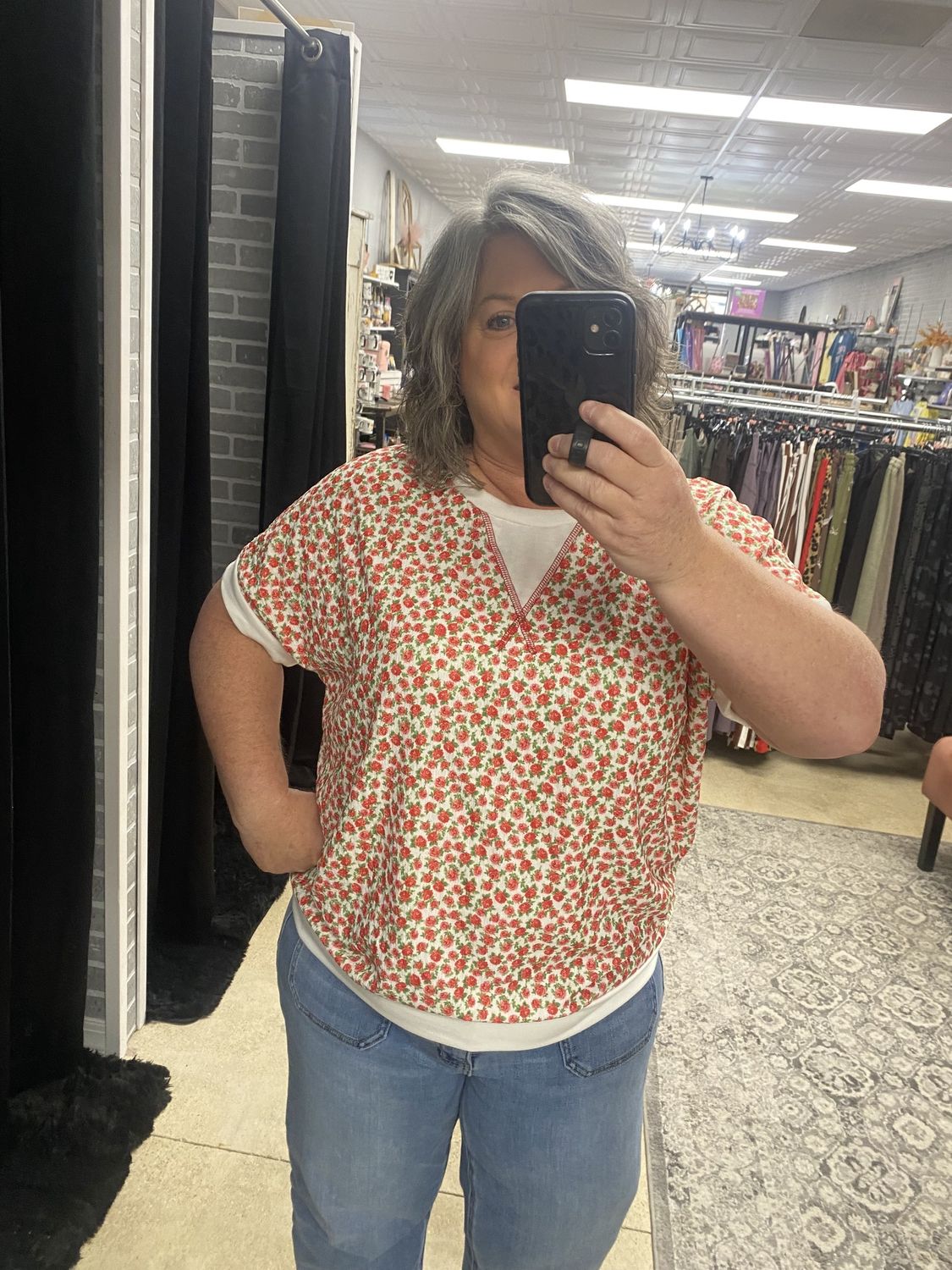 Rolled sleeve top