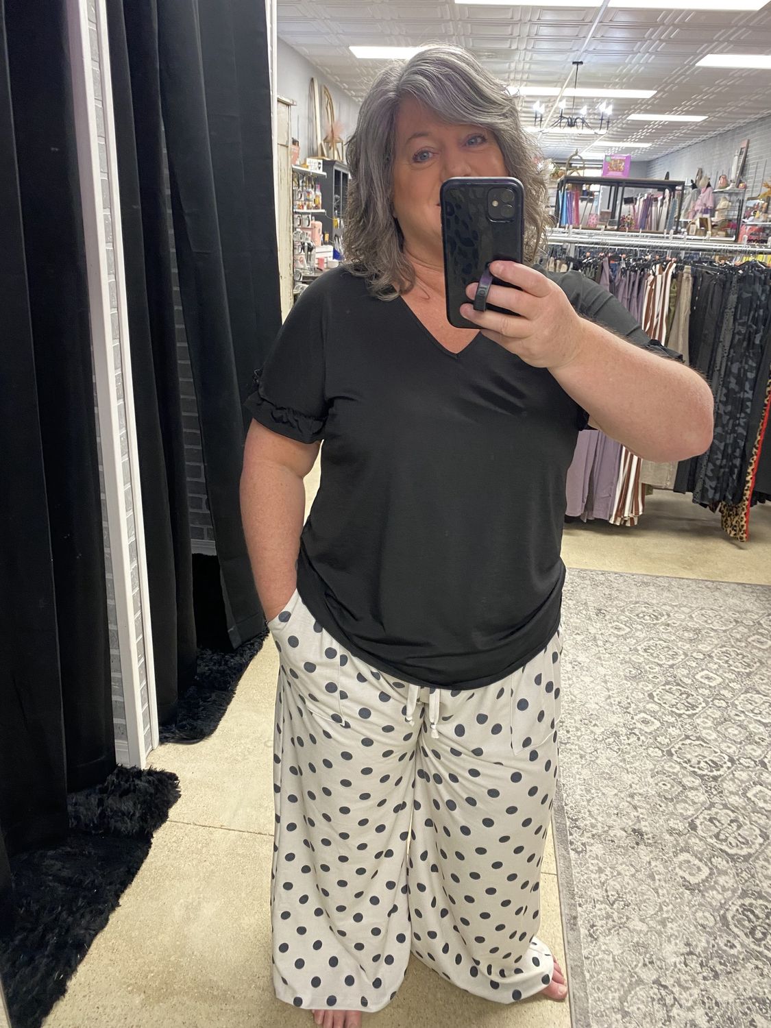 Polka dot crop pants