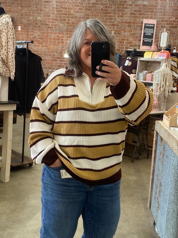 Half Zip stripe sweater
