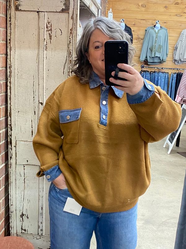 Denim Collared pullover