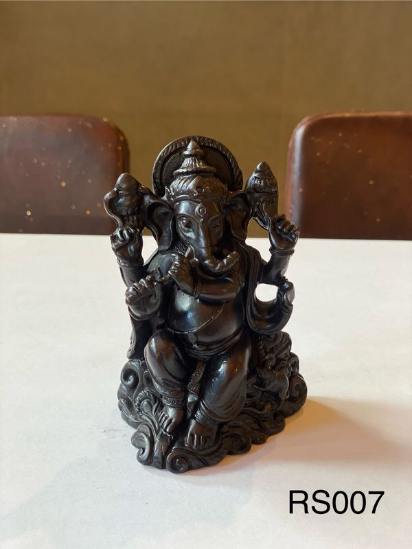 Handmade Resin Ganesha Playing the Flute - Small