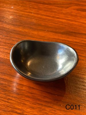 Ceramic Dip Bowl, Black Colored, Oval Shaped