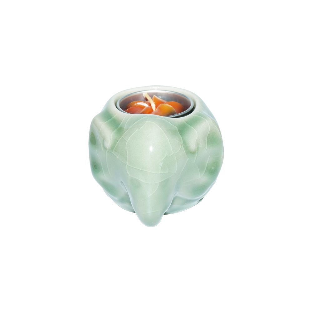 Elephant ceramic Candle holder - Green