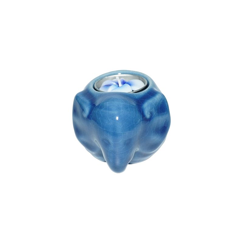 Elephant ceramic Candle holder - Blue
