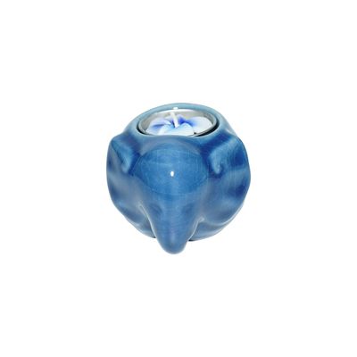 Elephant ceramic Candle holder - Blue