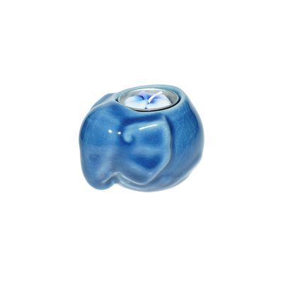 Elephant ceramic Candle holder - Blue
