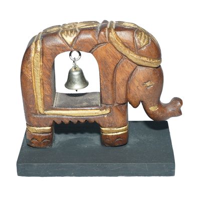 Handmade wooden Elephant with bell