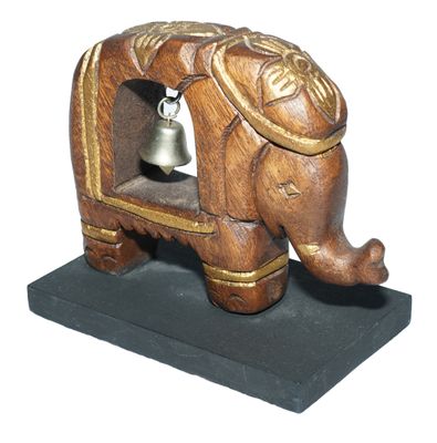 Handmade wooden Elephant with bell