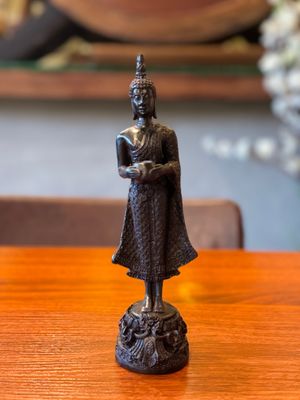 Resin Buddha in Holding Alms Bowl Posture