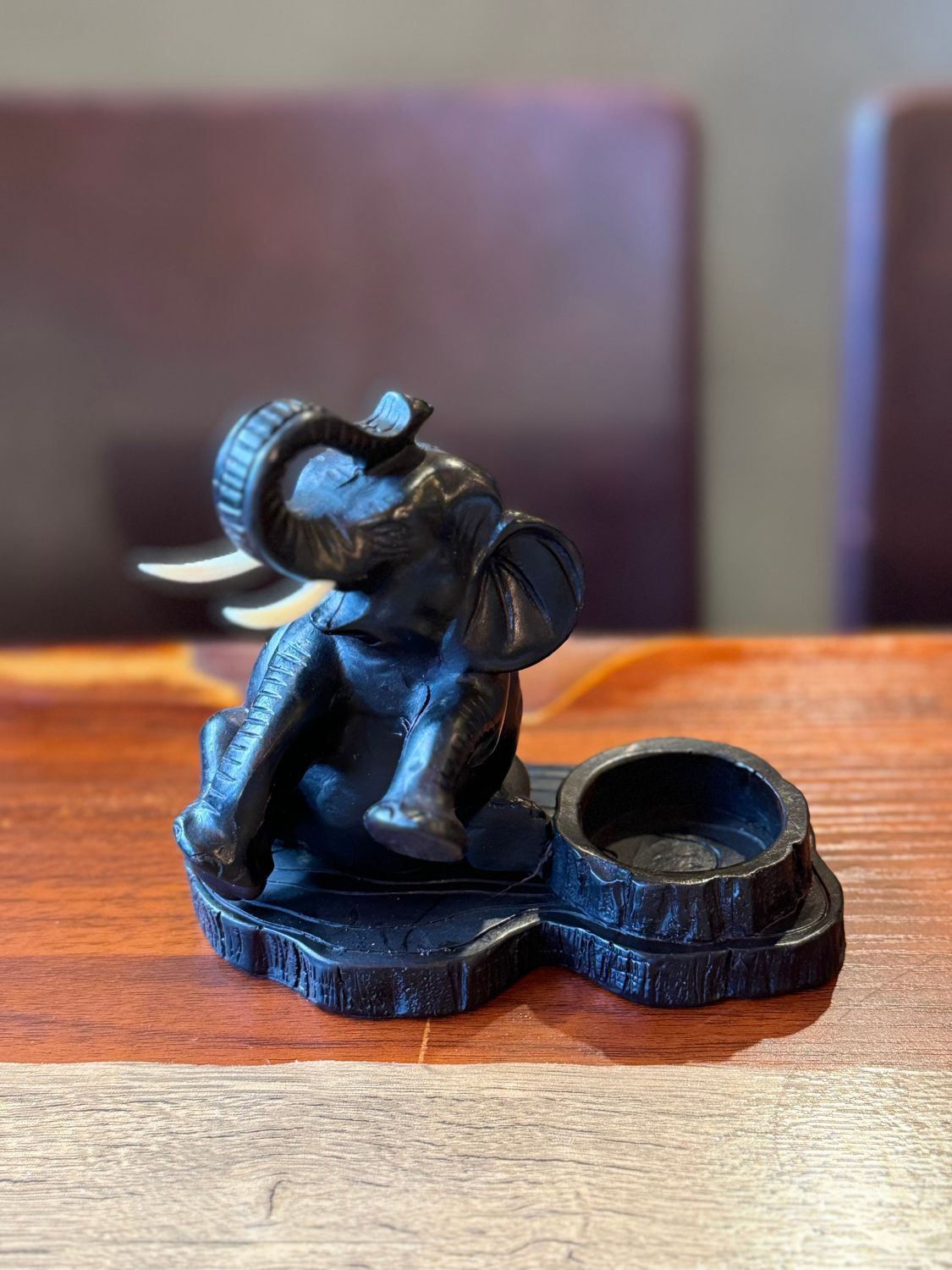 Resin Tea light Candle Holder with a sitting Elephant